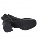 Botines a punta cuadrada para mujer con cremallera y tachuelas en piel negra tacon 7 - Tallas disponibles:  32