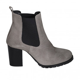 Stivaletto da donna con elastici in camoscio grigio tacco 7 - Misure disponibili: 42, 43