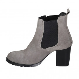 Bottines pour femmes avec élastiques en daim gris talon 7 - Pointures disponibles:  42, 43 2