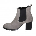 Botines para mujer con elasticos en gamuza gris tacon 7 - Tallas disponibles:  42, 43