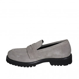 Mocassino da donna in camoscio grigio tacco 3 - Misure disponibili: 32 2