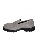 Mocassino da donna in camoscio grigio tacco 3 - Misure disponibili: 32