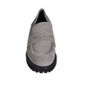 Woman's mocassin in grey suede heel 3 - Available sizes:  32