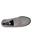 Mocassin pour femmes en daim gris talon 3 - Pointures disponibles:  32