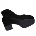 Woman's ankle boot with zipper, platform and accessory in black suede heel 10 - Available sizes:  42, 43