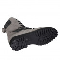 Stivaletto stringato da donna con cerniera, borchie e fibbia in camoscio grigio tacco 3 - Misure disponibili: 33, 42, 44