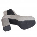 Botines para mujer con plataforma y elasticos en gamuza gris tacon 10 - Tallas disponibles:  42, 45
