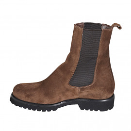 Bottines pour femmes avec élastiques en daim marron talon 3 - Pointures disponibles:  43 2