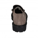 Woman's mocassin with accessory in grey suede heel 3 - Available sizes:  32, 33, 44, 45