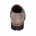 Woman's mocassin with chain and removable insole in taupe suede heel 3 - Available sizes:  45