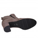 Woman's ankle boot in taupe suede with zippers and removable insole heel 6 - Available sizes:  43