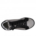 Zapato con cordones para mujer en gamuza negra y gris pardo cuña 3 - Tallas disponibles:  33, 43