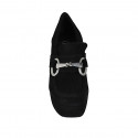 Mocassin pour femmes avec plateforme et accesoire en daim noir talon 10 - Pointures disponibles:  42