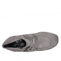Woman's mocassin with platform and accessory in grey suede heel 10 - Available sizes:  42, 43, 44