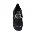 Woman's loafer in black leather with chain and platform heel 10 - Available sizes:  43