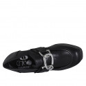 Woman's loafer in black leather with chain and platform heel 10 - Available sizes:  43