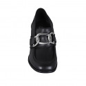 Woman's loafer in black leather with chain heel 7 - Available sizes:  32, 44