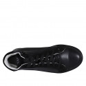Zapato con cordones para mujer en piel y gamuza negra cuña 3 - Tallas disponibles:  32, 33, 44
