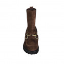 Bottines pour femmes avec elastiques et accessoire en daim marron talon 5 - Pointures disponibles:  45