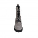 Woman's laced ankle boot with zippers in taupe suede heel 5 - Available sizes:  32