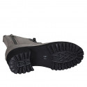 Botin para mujer con cremalleras y cordones en gamuza gris pardo tacon 5 - Tallas disponibles:  32