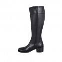 Woman's boot in black smooth leather with zipper heel 5 - Available sizes:  43