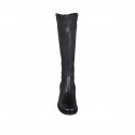 Bottes pour femmes en cuir lisse noir avec fermeture éclair talon 5 - Pointures disponibles:  43