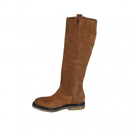 Bota para mujer en gamuza cognac tacon 3 - Tallas disponibles:  34 2