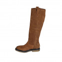 Bottes pour femmes en daim cognac talon 3 - Pointures disponibles:  34