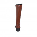 Bottes pour femmes avec fermeture éclair interieur en cuir cognac talon 5 - Pointures disponibles:  43
