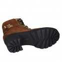 Stivaletto stringato da donna con cerniere e fibbia in camoscio color cuoio tacco 6 - Misure disponibili: 43, 44