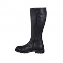Bottes pour femmes avec fermetures éclair et goujons en cuir noir talon 4 - Pointures disponibles:  42, 44, 45