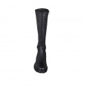Bota para mujer con cremalleras y tachuelas en piel negra tacon 4 - Tallas disponibles:  42, 44, 45