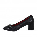 Escarpin pour femmes en cuir noir avec accessoire talon 6 - Pointures disponibles:  32