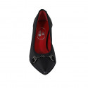 Woman's pump with accessory in black leather heel 6 - Available sizes:  32