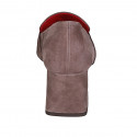 Woman's pointy mocassin with accessory in taupe suede heel 6 - Available sizes:  42, 43, 44