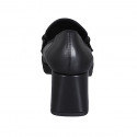 Mocasino para mujer en piel negra con accesorio y tacon 6 - Tallas disponibles:  44