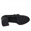 Mocasin pour femmes en cuir noir avec accessoire et talon 6 - Pointures disponibles:  44