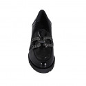 Woman's loafer in black patent leather with accessory and heel 6 - Available sizes:  32, 42