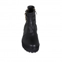 Woman's ankle boot with zippers, studs and buckles in black leather heel 4 - Available sizes:  32