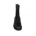 Woman's high laced ankle boot with zippers in black leather heel 4 - Available sizes:  32, 33