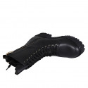 Stivaletto alto stringato da donna con cerniere in pelle nera tacco 4 - Misure disponibili: 32, 33