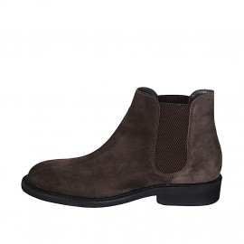 Men's ankle boot with elastic bands in light brown suede - Available sizes:  37, 47, 54 2