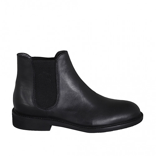 Botin para hombre con elasticos en piel negra - Tallas disponibles:  37, 38