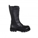 Bota para mujer en piel negra con cordones y cremallera tacon 3 - Tallas disponibles:  32, 33