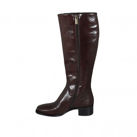 Bottes pour femmes avec fermeture éclair en cuir marron talon 4 - Pointures disponibles:  43 2