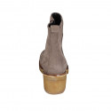 Botines para mujer en gamuza gris pardo con cremallera tacon 5 - Tallas disponibles:  42, 43