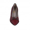 Escarpin à bout pointu pour femmes avec accessoire en cuir verni bordeaux talon 6 - Pointures disponibles:  42