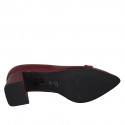 Escarpin à bout pointu pour femmes avec accessoire en cuir verni bordeaux talon 6 - Pointures disponibles:  42