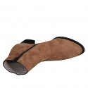Woman's pointy ankle boot with zipper and buttons in cognac brown and black suede heel 5 - Available sizes:  43
